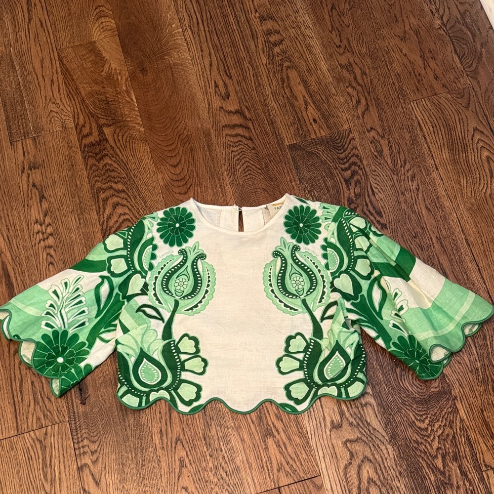 FARM Rio Green Floral Top